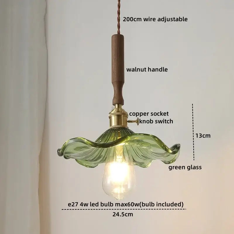 Vintage brass and ceramic led pendant light kitchen glass shade