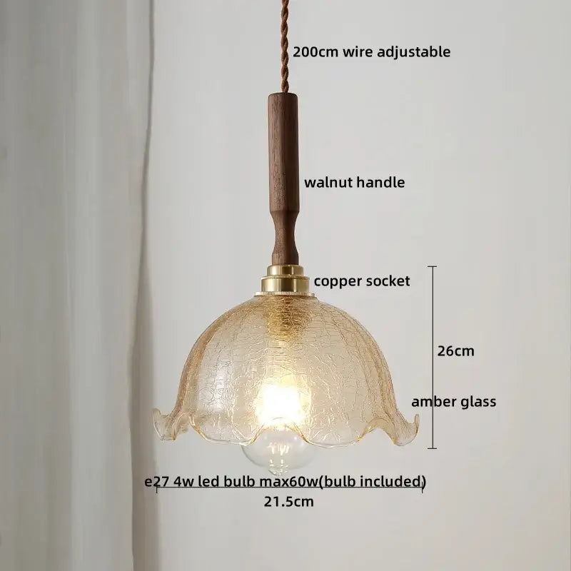 Vintage brass and ceramic led pendant light kitchen glass shade