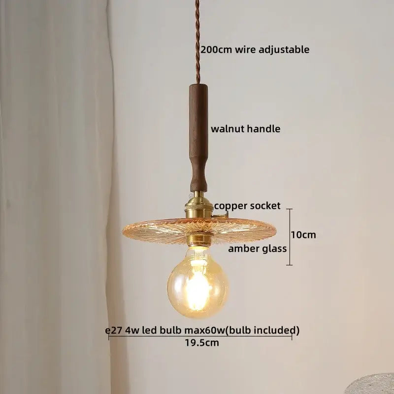 Vintage brass and ceramic led pendant light kitchen glass shade