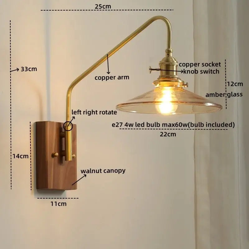 Modern brass and copper ceramic led wall lamps for bedroom
