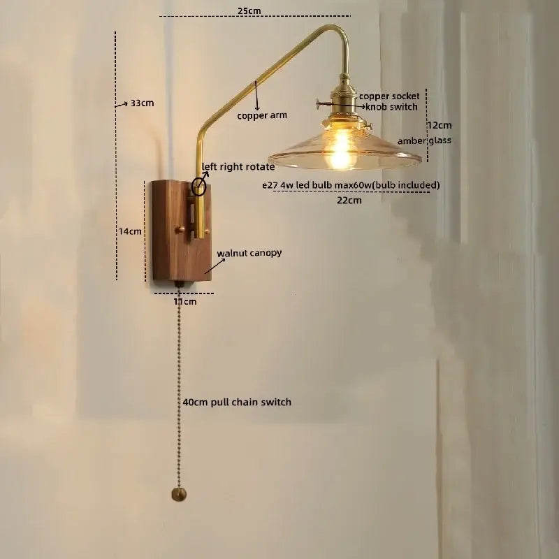 Modern brass and copper ceramic led wall lamps for bedroom