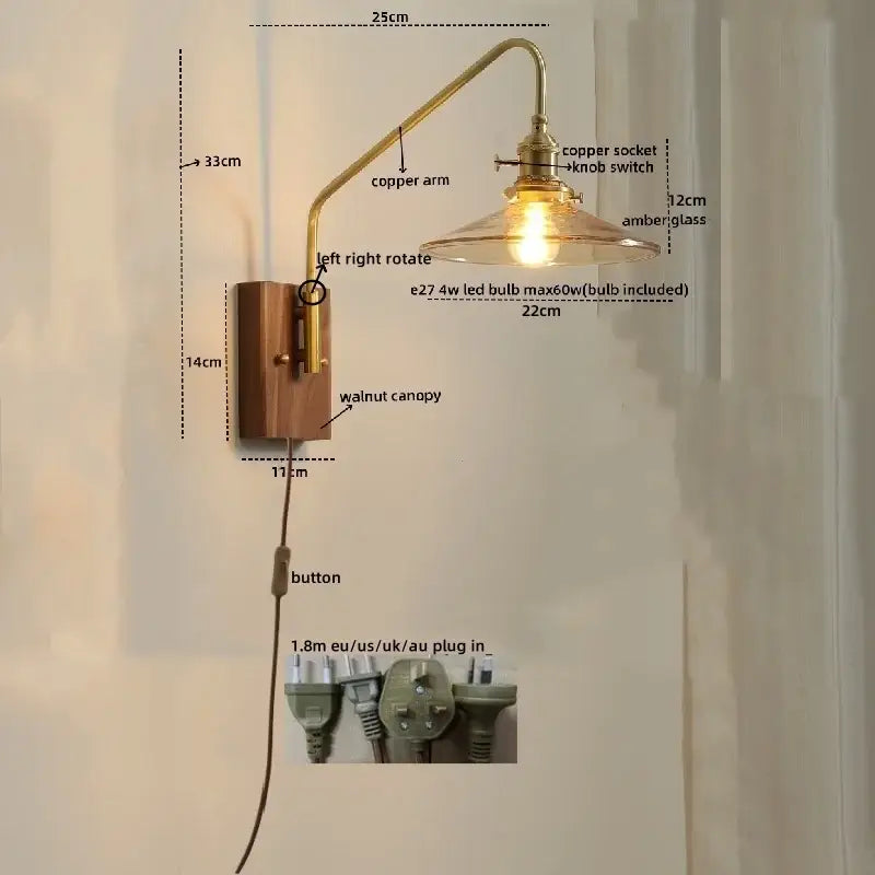 Modern brass and copper ceramic led wall lamps for bedroom