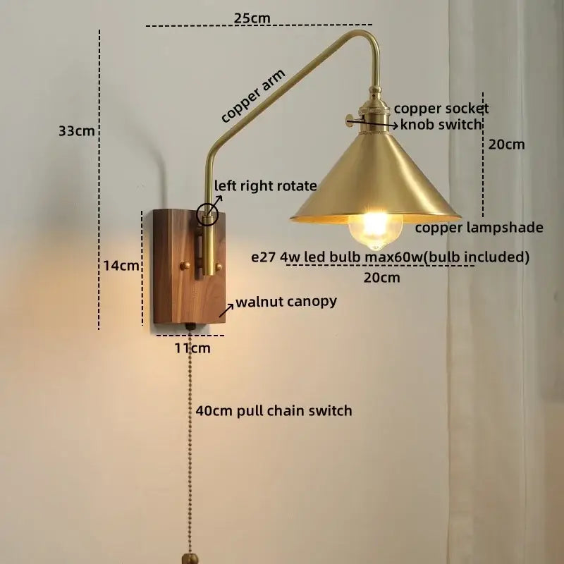 Modern brass and copper ceramic led wall lamps for bedroom