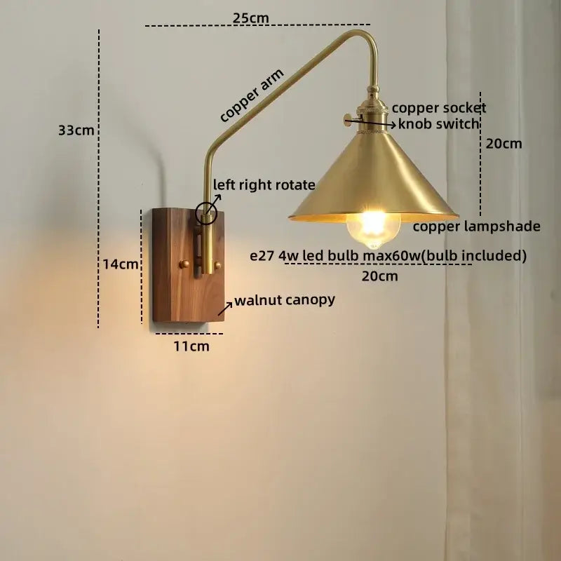 Modern brass and copper ceramic led wall lamps for bedroom