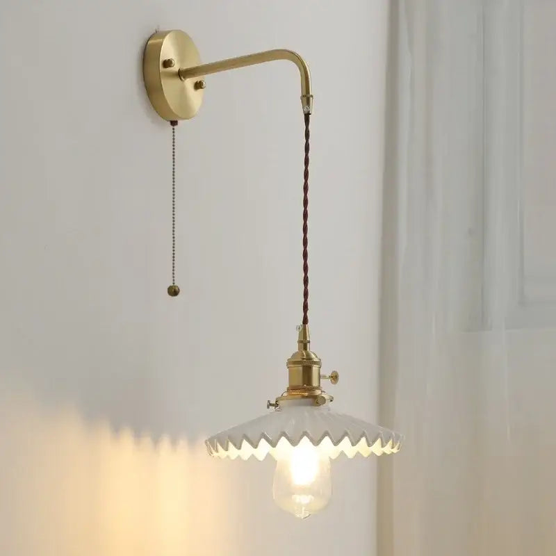 Vintage brass and ceramic led wall light bedroom sconce