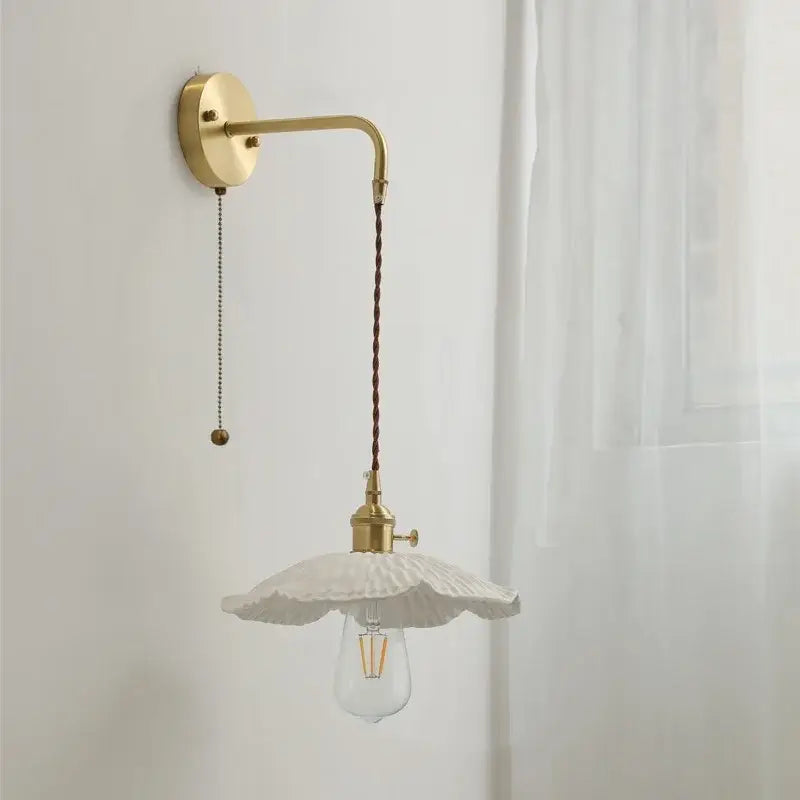 Vintage brass and ceramic led wall light bedroom sconce