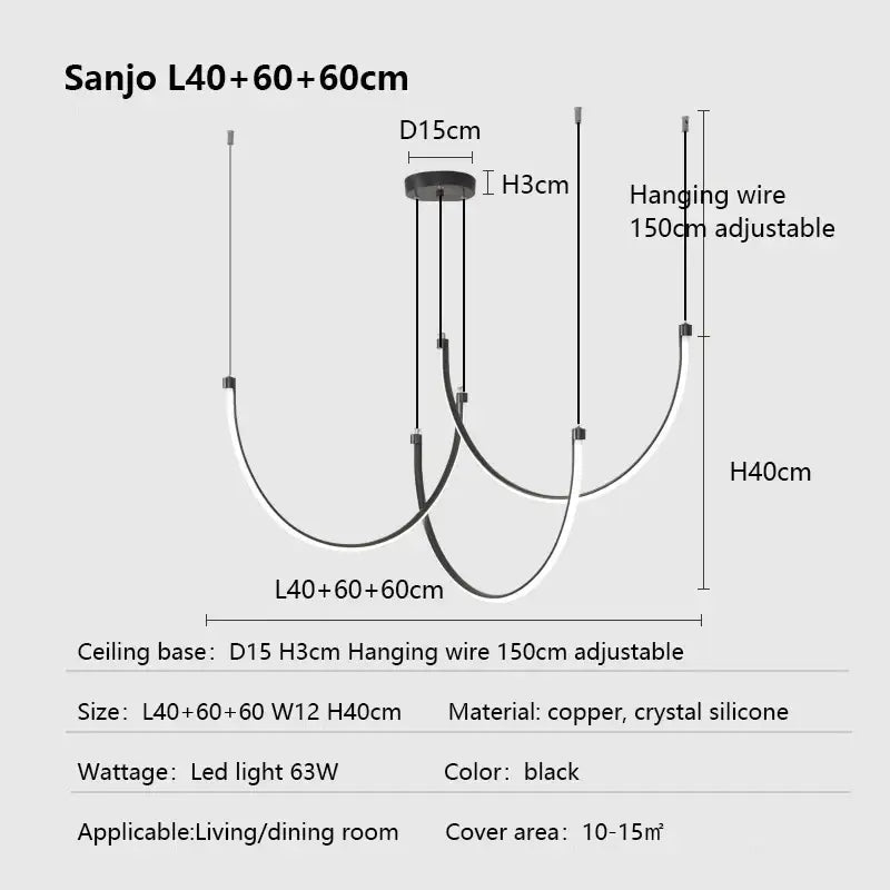 Modern decorbites copper chandelier black led living room light