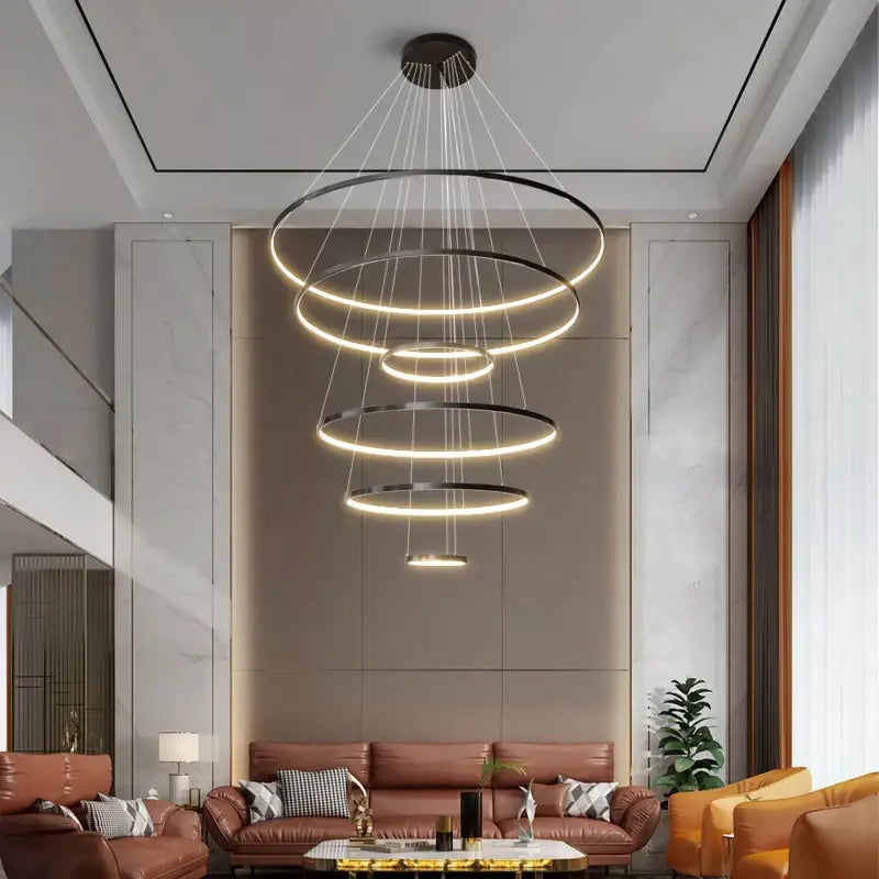 Modern decorbites copper circle chandelier living room led light