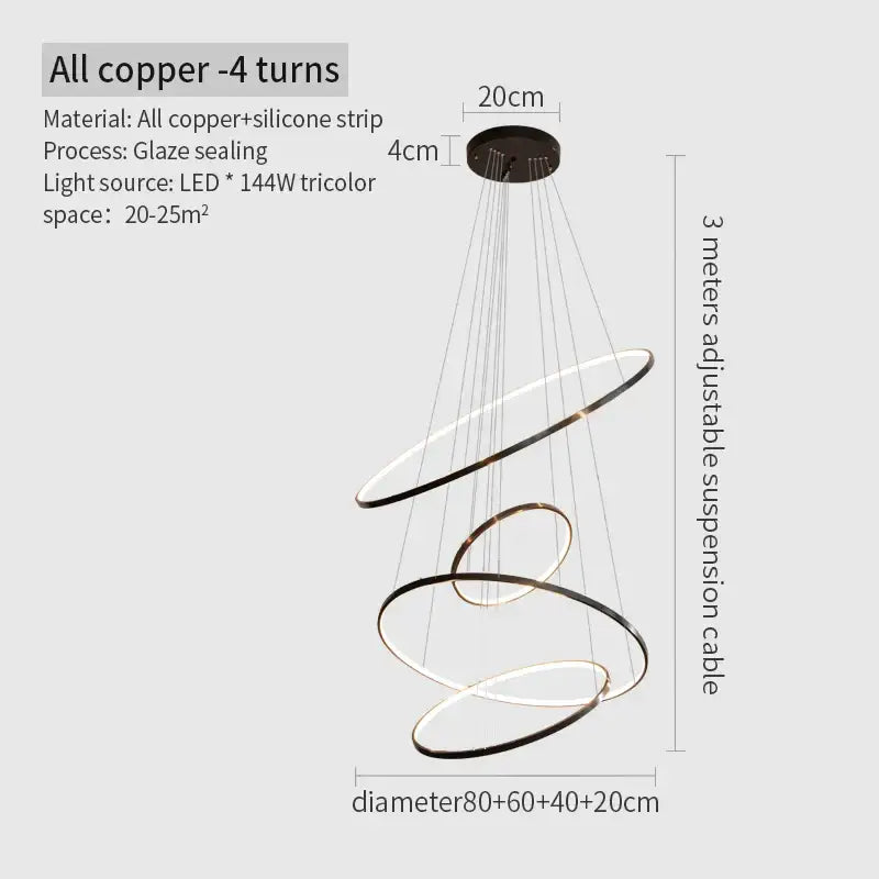 Modern decorbites copper circle chandelier living room led light