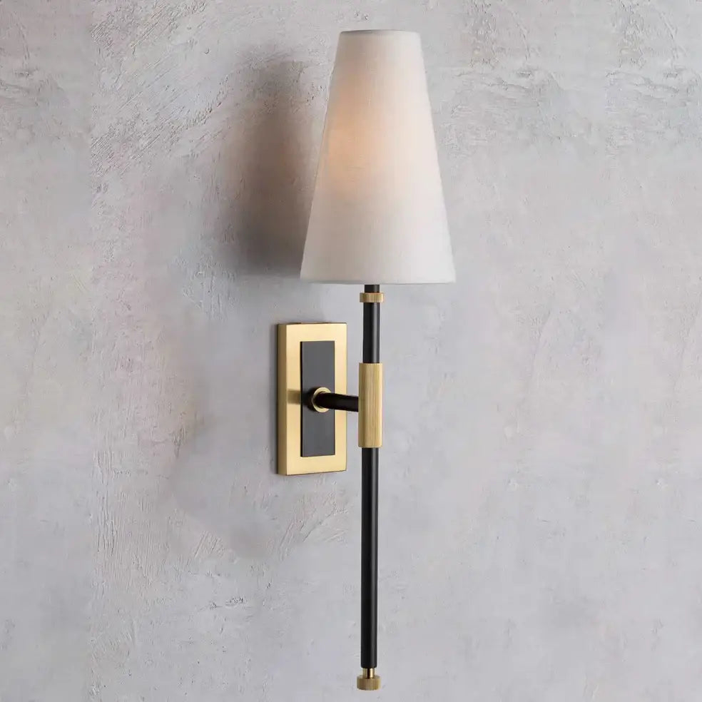 Black and brass copper cloth led wall lamp for bedroom reading