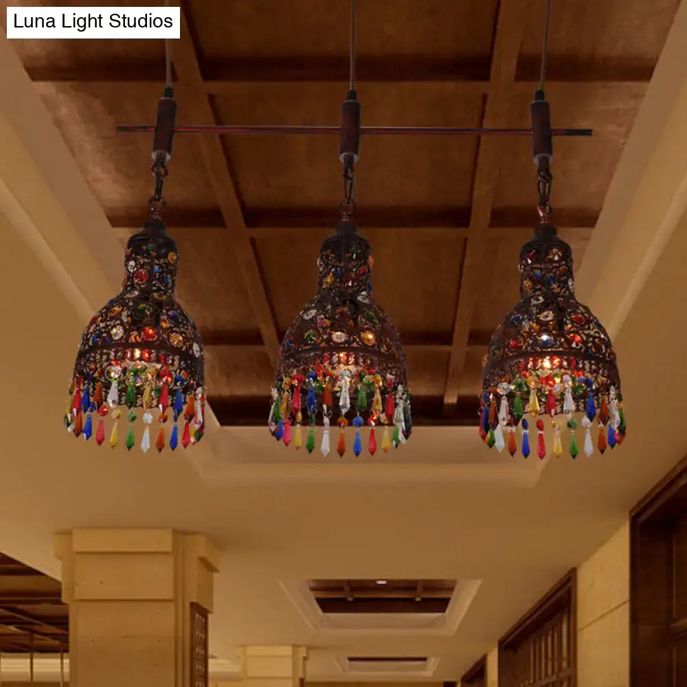 Art deco dark metal beaded cluster ceiling light corridor pendant