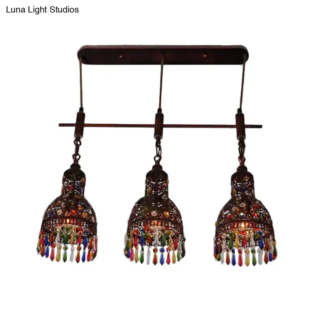 Art deco dark metal beaded cluster ceiling light corridor pendant