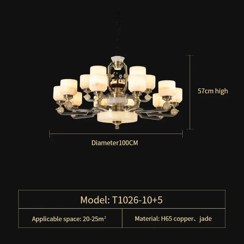 Decorbites copper jade duplex chandelier for living room branch design