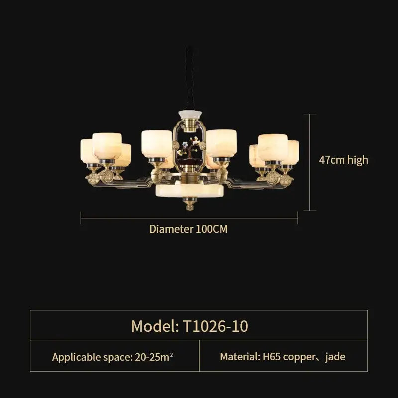 Decorbites copper jade duplex chandelier for living room branch design