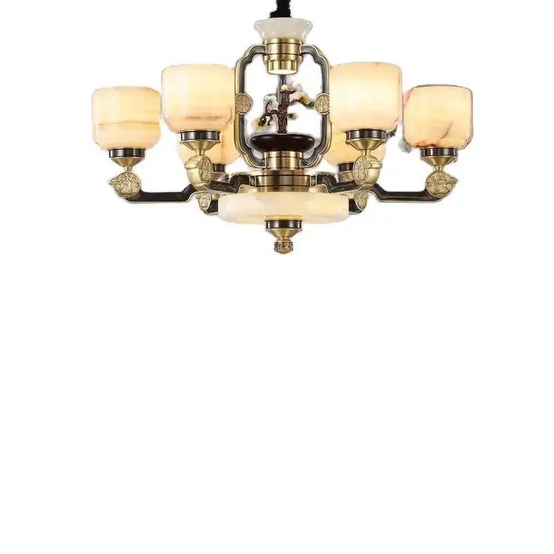 Decorbites copper jade duplex chandelier for living room branch design