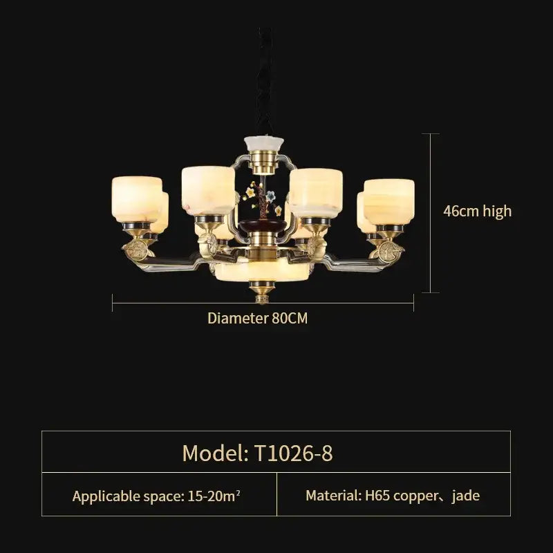 Decorbites copper jade duplex chandelier for living room branch design