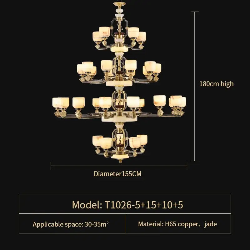 Decorbites copper jade duplex chandelier for living room branch design