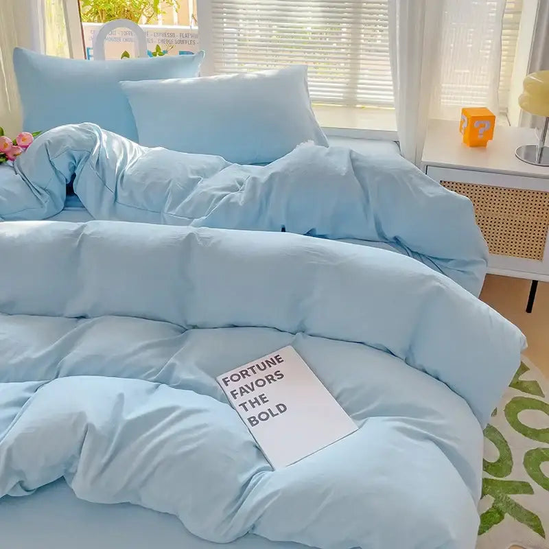 Cream cotton bedding set with duvet cover and toy for bedroom
