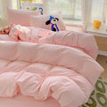 Cream cotton bedding set with duvet cover and toy for bedroom