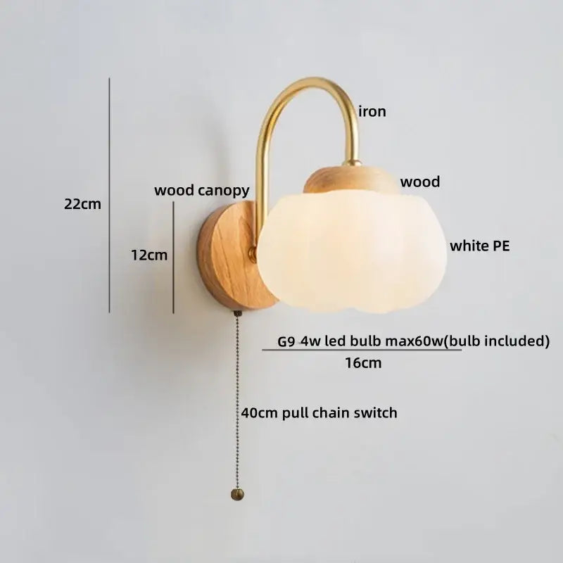 Decorbites cotton led wall lamps brass wood cloud sconce bedroom