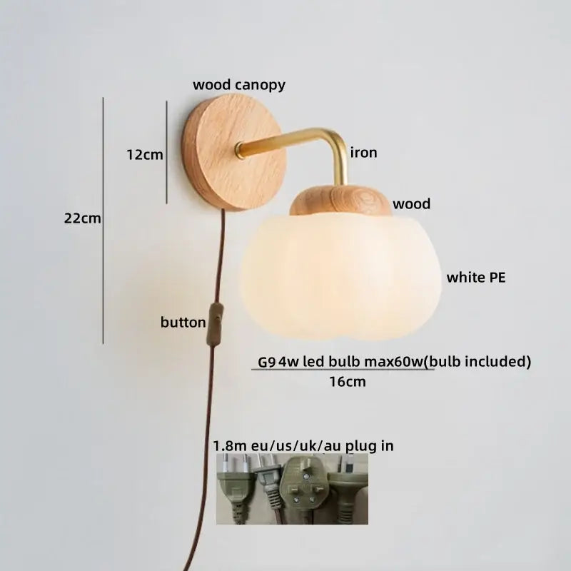 Decorbites cotton led wall lamps brass wood cloud sconce bedroom
