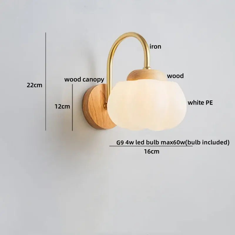 Decorbites cotton led wall lamps brass wood cloud sconce bedroom