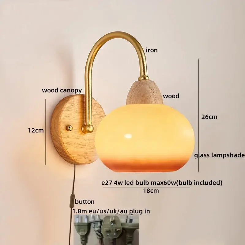 Decorbites cotton led wall lamps brass wood cloud sconce bedroom