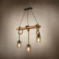Rustic countryside mesh hanging pendant lamp dining room wood beam