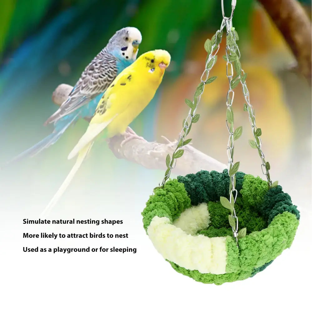Green & cream coral fleece parrot hammock bed bedroom pet nest