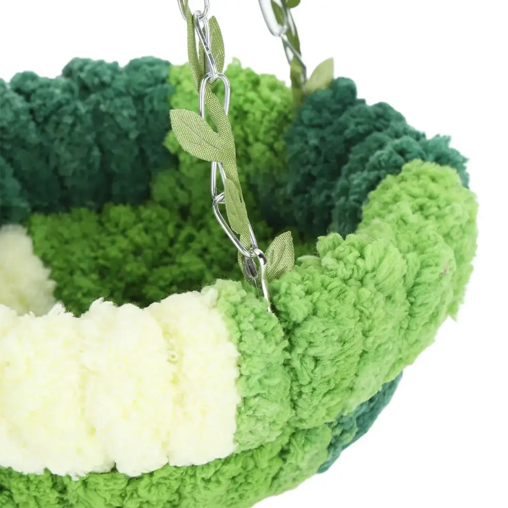 Green & cream coral fleece parrot hammock bed bedroom pet nest