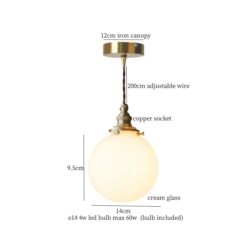 Decorbites cream glass led pendant light for kitchen