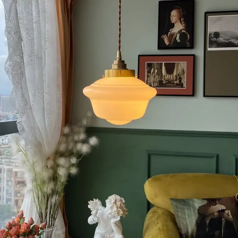 Decorbites cream glass led pendant light for kitchen