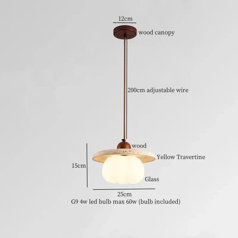 Decorbites cream glass led pendant light with wood ears for bedroom