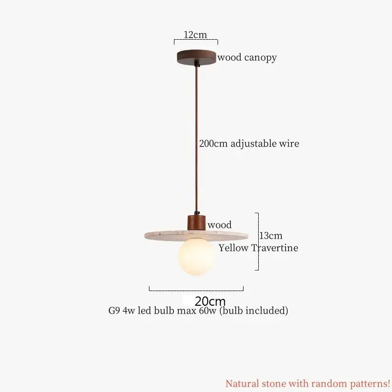 Decorbites cream glass led pendant light with wood ears for bedroom