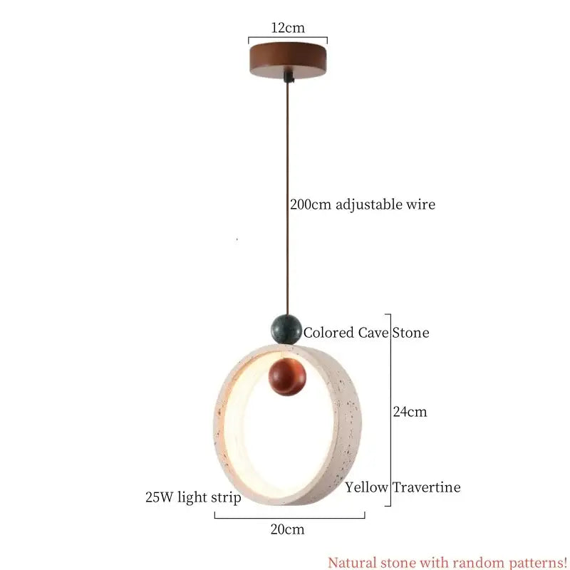 Decorbites cream glass led pendant light with wood ears for bedroom