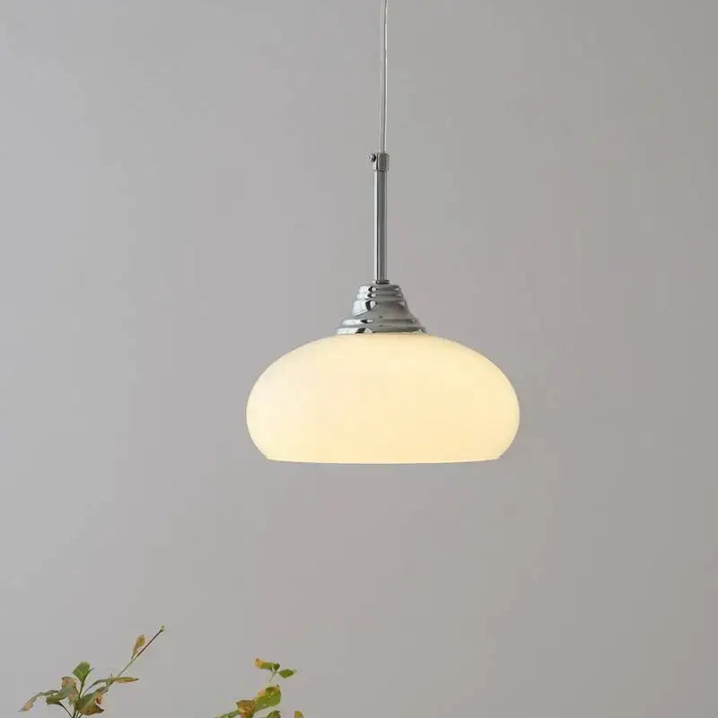 Decorbites cream glass oval pendant light dining room chrome hardware