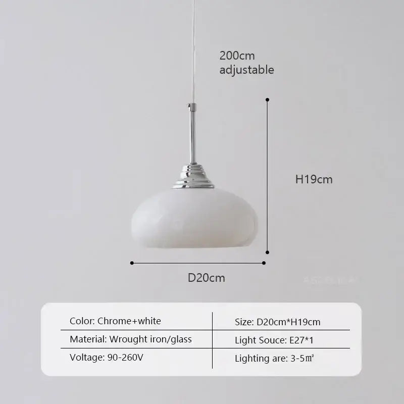 Decorbites cream glass oval pendant light dining room chrome hardware