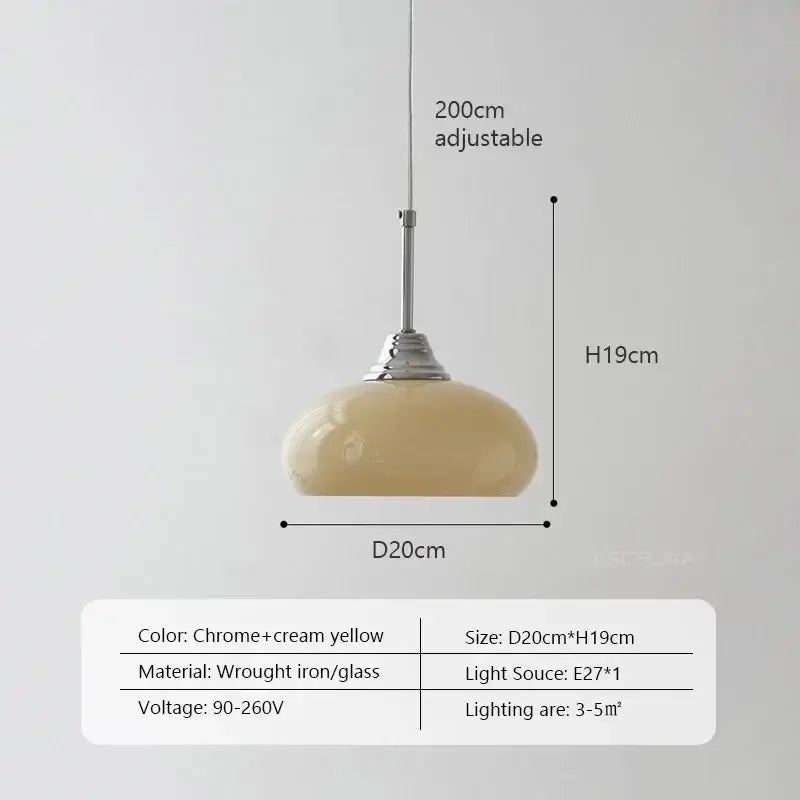 Decorbites cream glass oval pendant light dining room chrome hardware