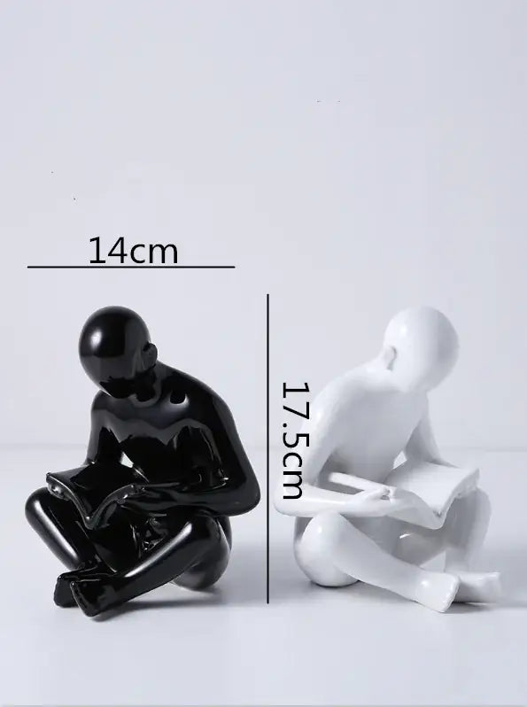 Decorbites creative ceramics glossy black reading figurine living room