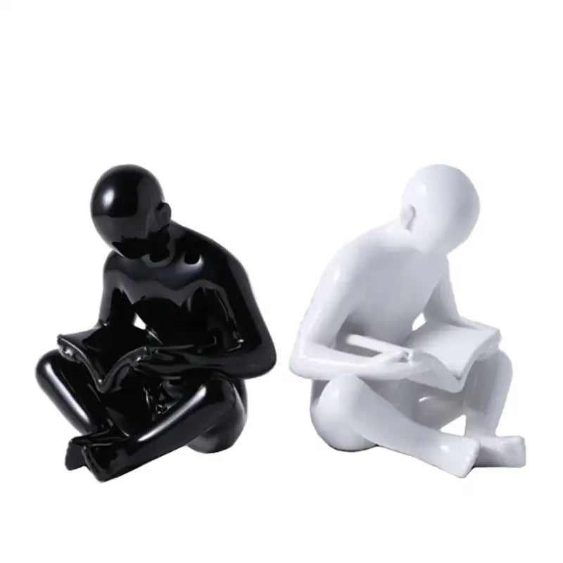 Decorbites creative ceramics glossy black reading figurine living room
