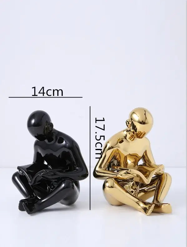 Decorbites creative ceramics glossy black reading figurine living room