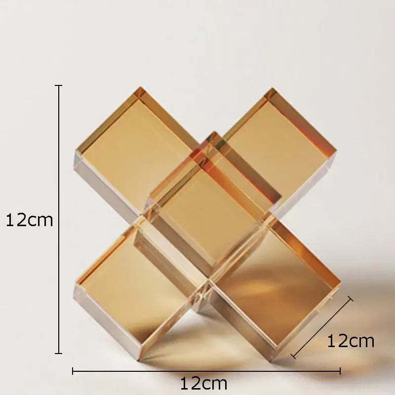 Decorbites cross crystal black geometric interlocking sculpture living room decor