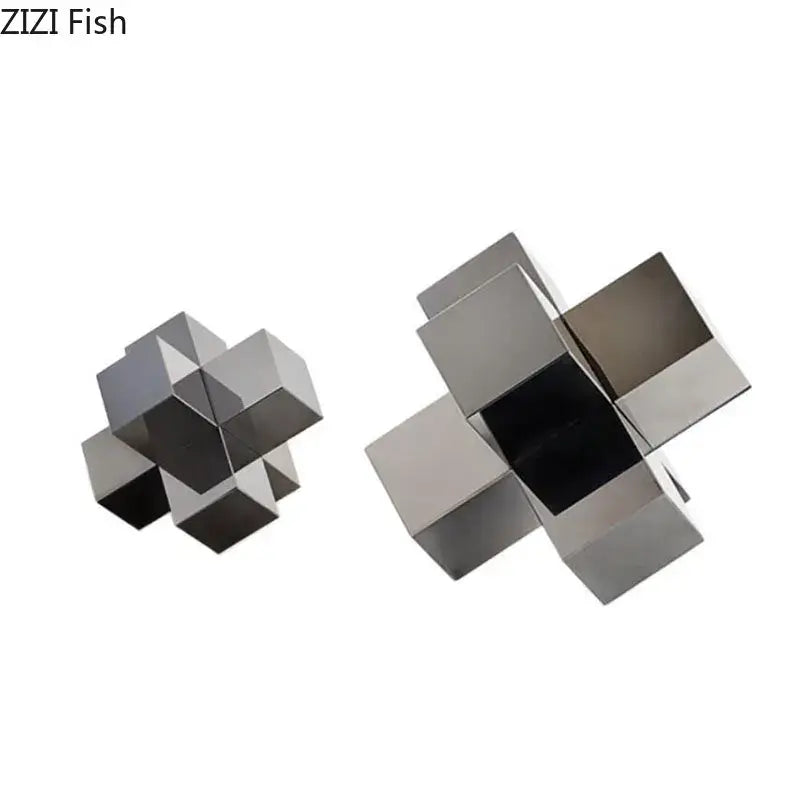 Decorbites cross crystal black geometric interlocking sculpture living room decor