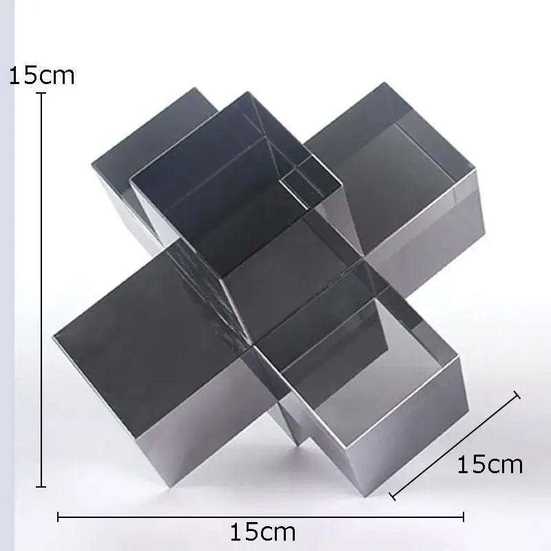 Decorbites cross crystal black geometric interlocking sculpture living room decor