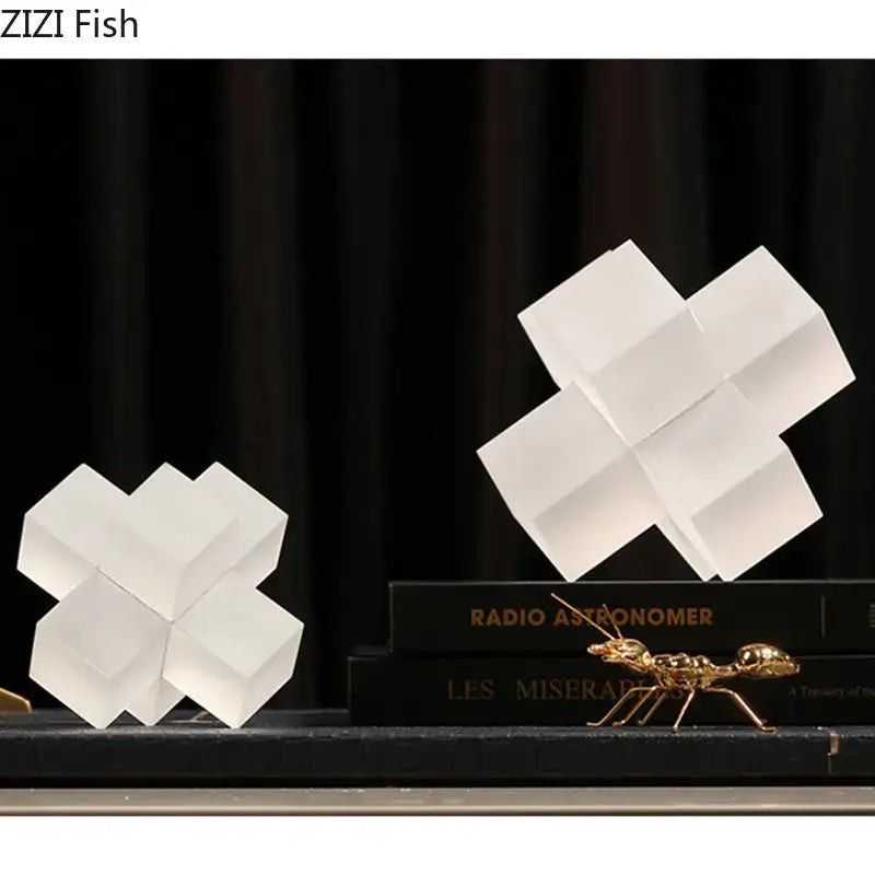 Decorbites cross crystal black geometric interlocking sculpture living room decor