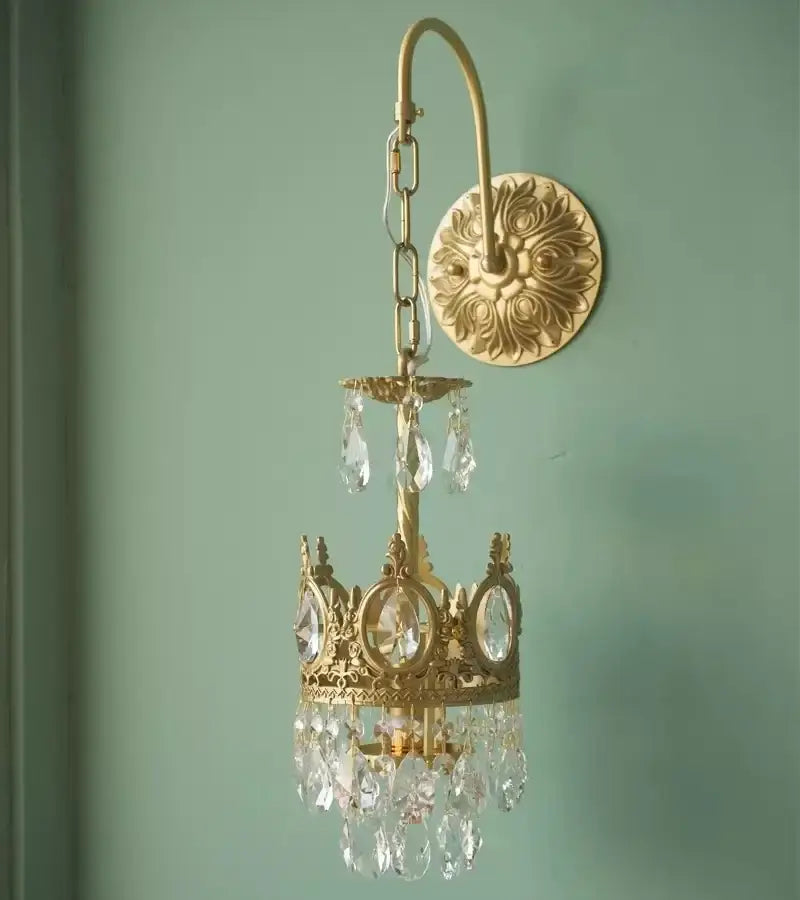 Decorbites crown crystal chandelier gold pendant light for bedroom