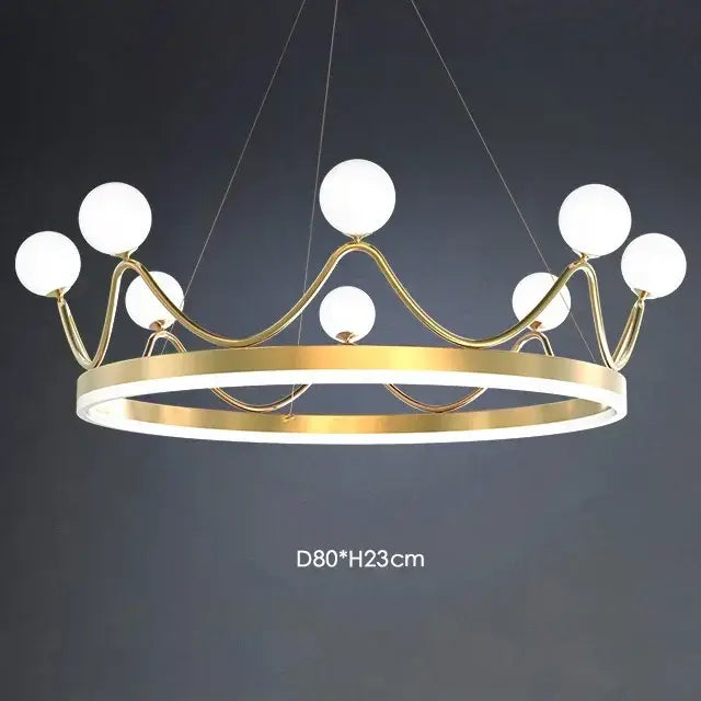 Decorbites crown led chandelier gold and white kids room pendant light