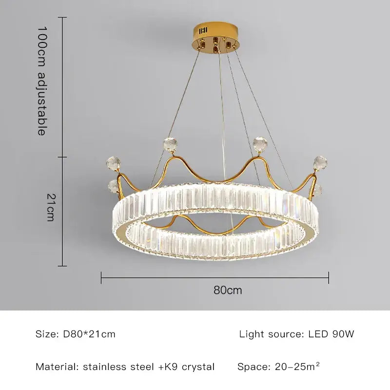 Decorbites crown petal led crystal gold chandelier bedroom light