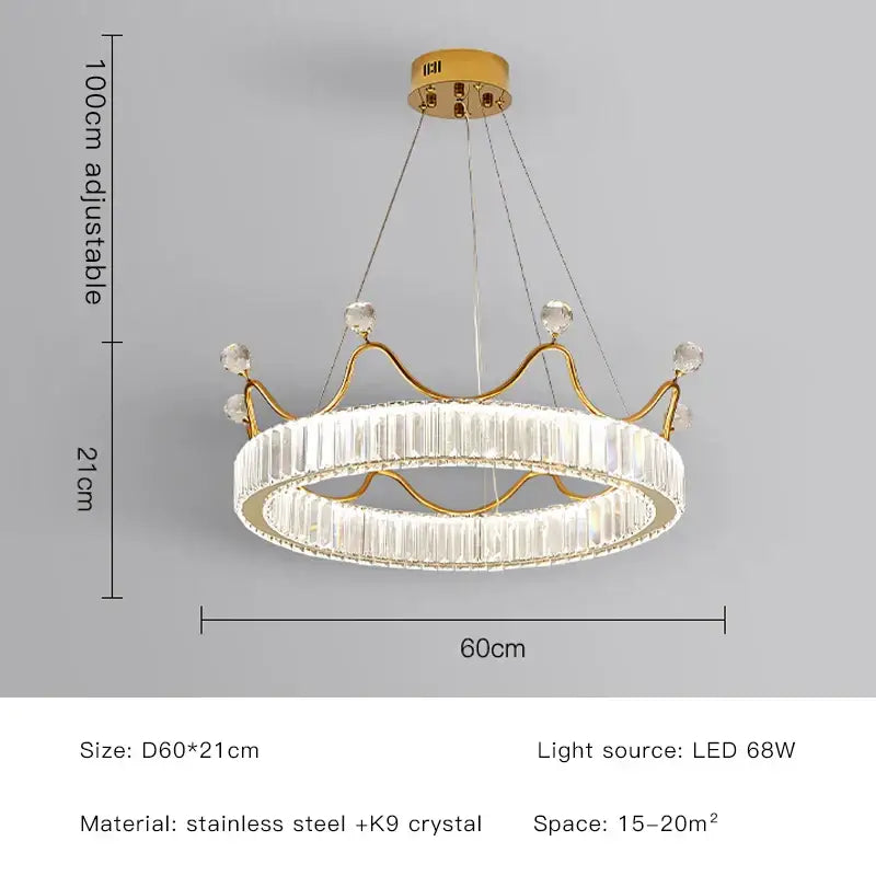 Decorbites crown petal led crystal gold chandelier bedroom light