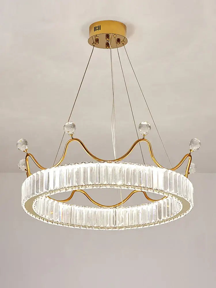 Decorbites crown petal led crystal gold chandelier bedroom light